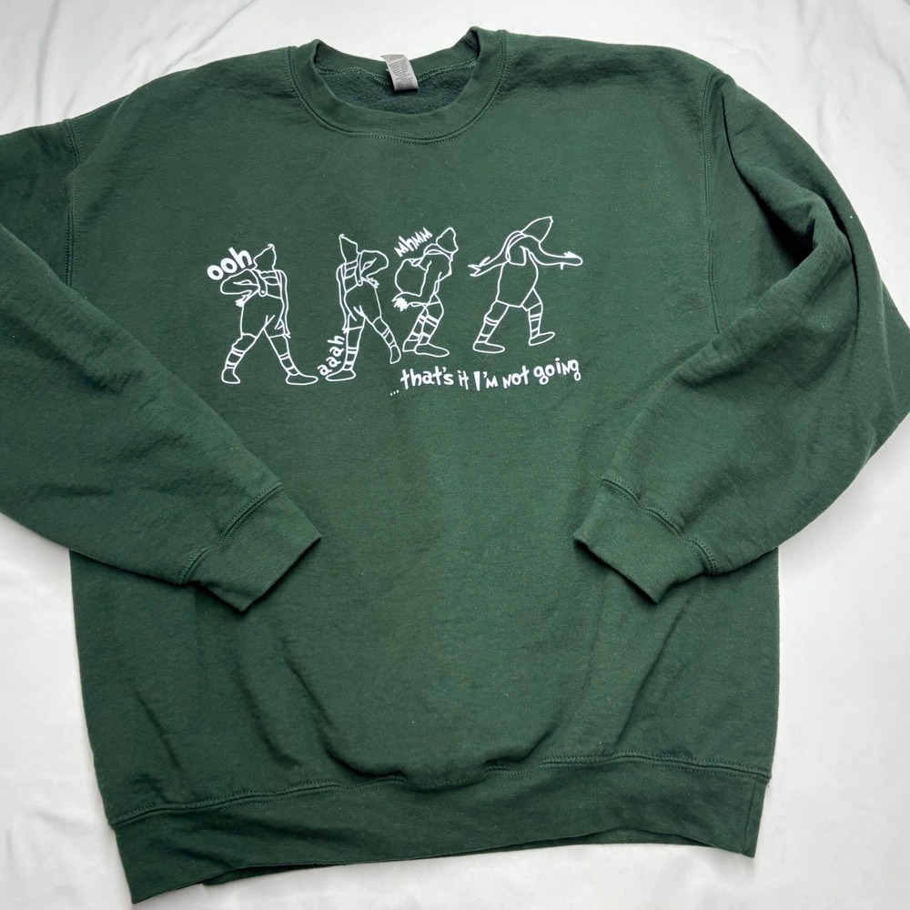 Gildan The Grinch Not Going Forest Green Graphic Sweatshirt Large